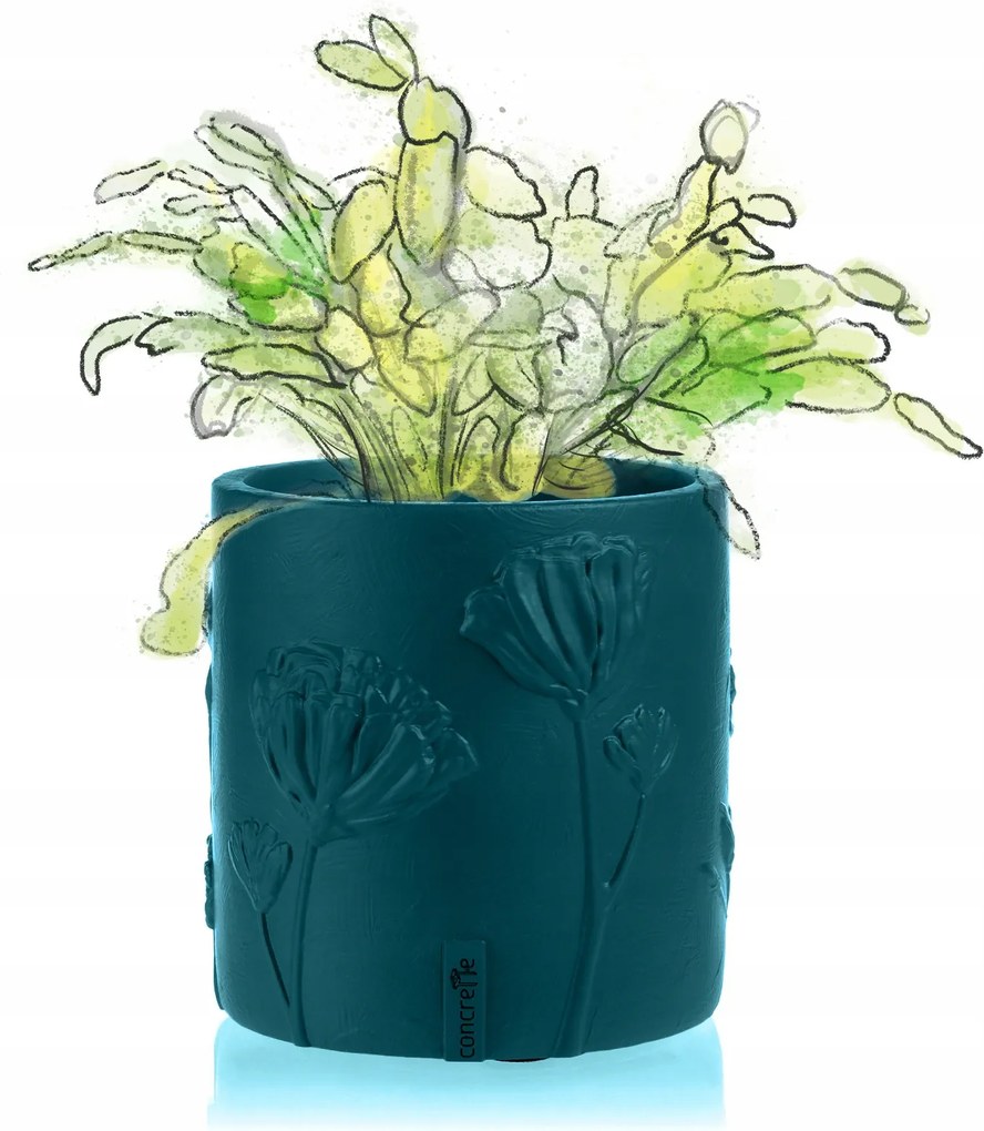 Virágcserép Dekor Sötét Türkiz Poli 13 cm