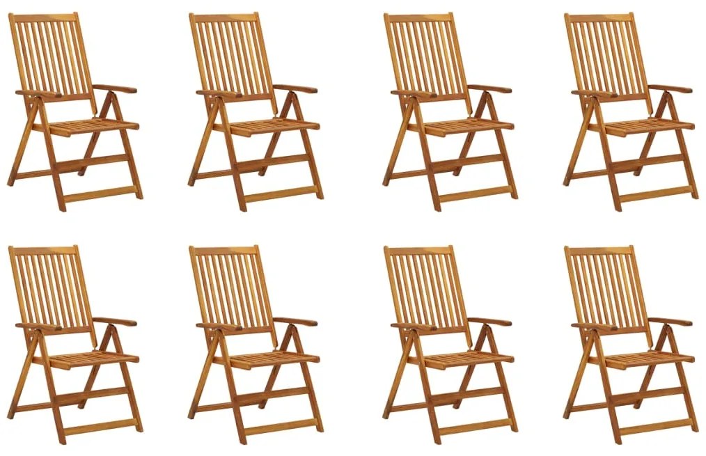 vidaXL 8 db összecsukható tömör akácfa kerti szék párnával