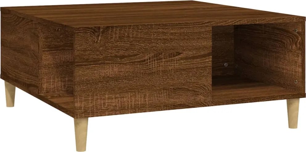 vidaXL barna tölgyszínű szerelt fa dohányzóasztal 80x80x36,5 cm
