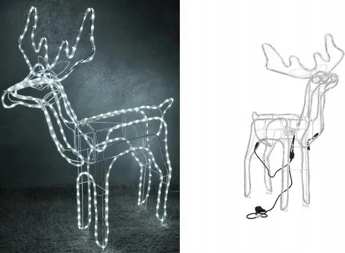 Foxter karácsonyi Led rénszarvas mozgó fejjel, 130 cm hideg fehér