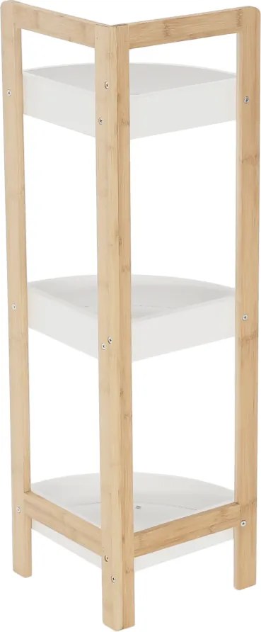 Sarokpolc, fehér/természetes bambusz, FONG