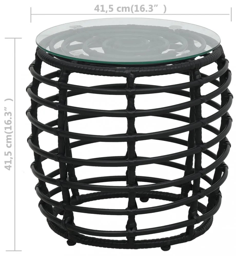 3-darabos fekete polyrattan bisztrószett