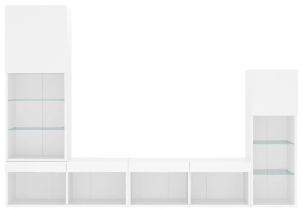 vidaXL 4 darab fehér szerelt fa fali TV-bútor LED-del