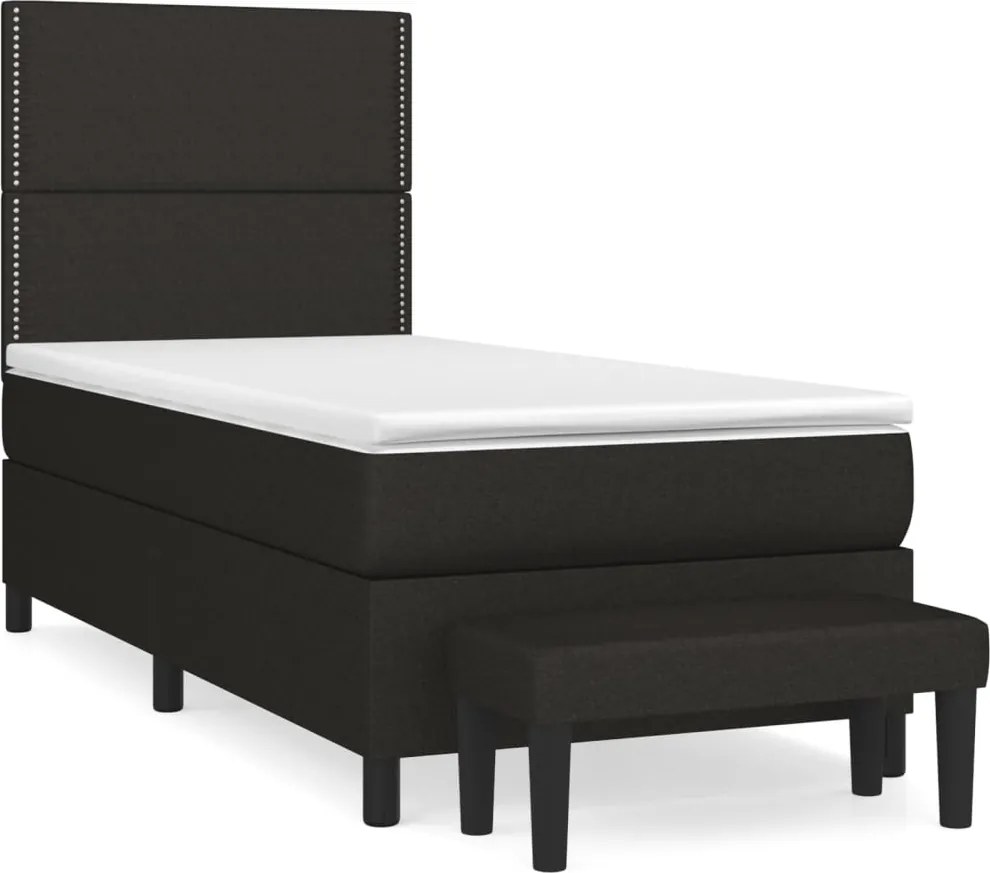 vidaXL fekete szövet rugós ágy matraccal 90x190 cm