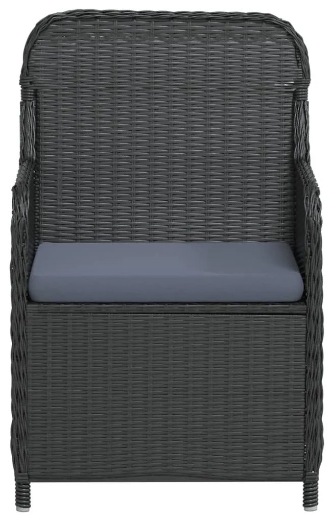 3 részes fekete kerti étkezőgarnitúra párnákkal