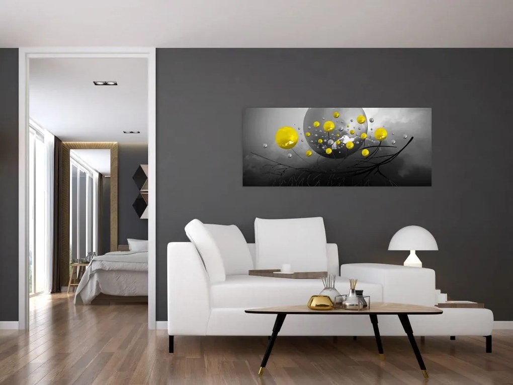 Kép- sárga absztrakt gömbök (120x50 cm)