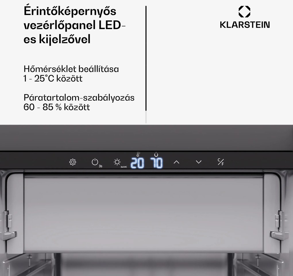 Klarstein Steakhouse húsérlelő szekrény, 352 L, antibakteriális, LED, érintésvezérlés, páratartalom szabályozása