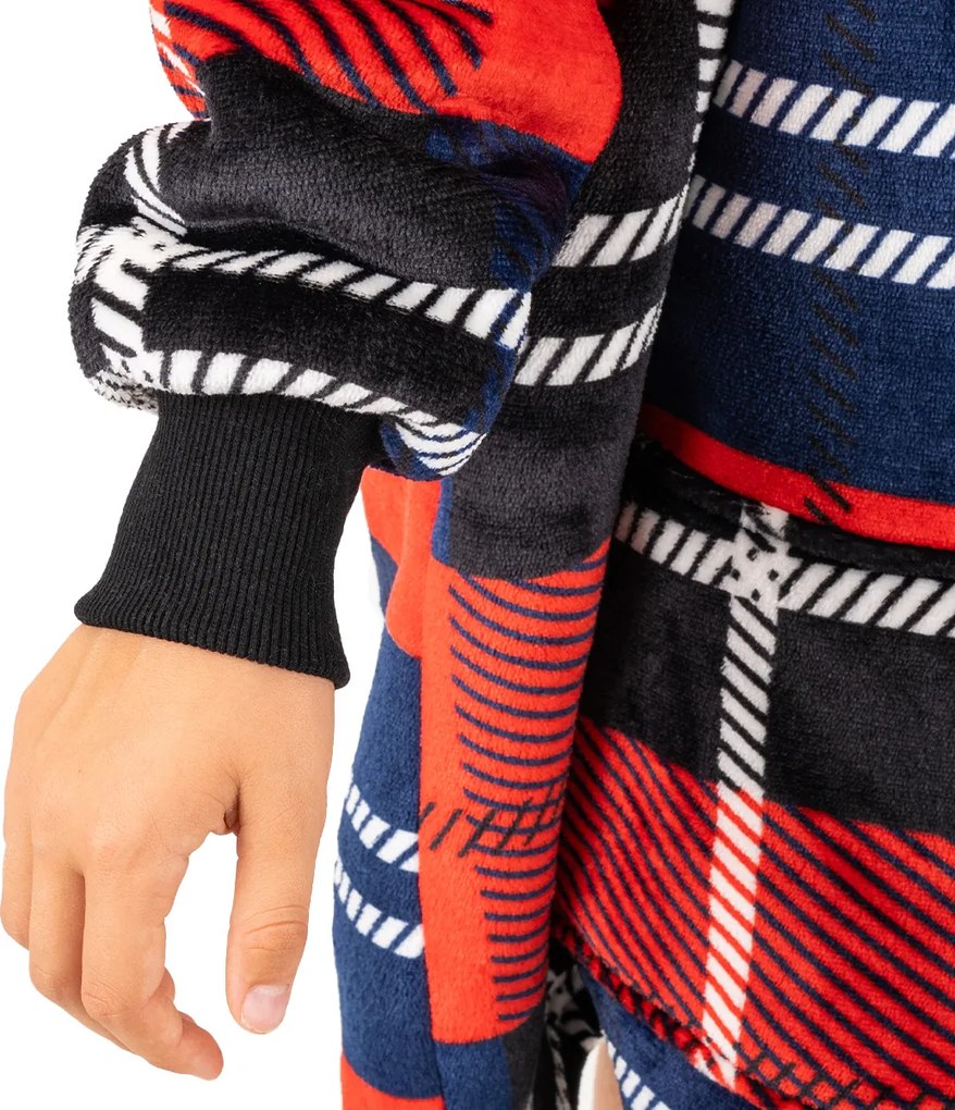 4Home Kockás mikroplüss gyapjú hatású takarópulóver, uni S - gyerek