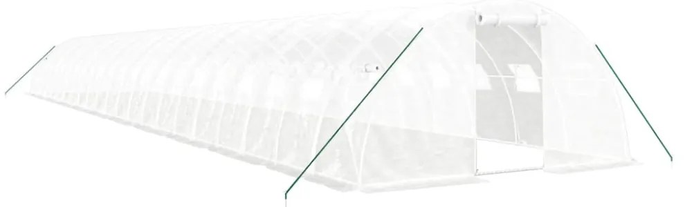 fehér acélvázas melegház 88 m² 22x4x2 m
