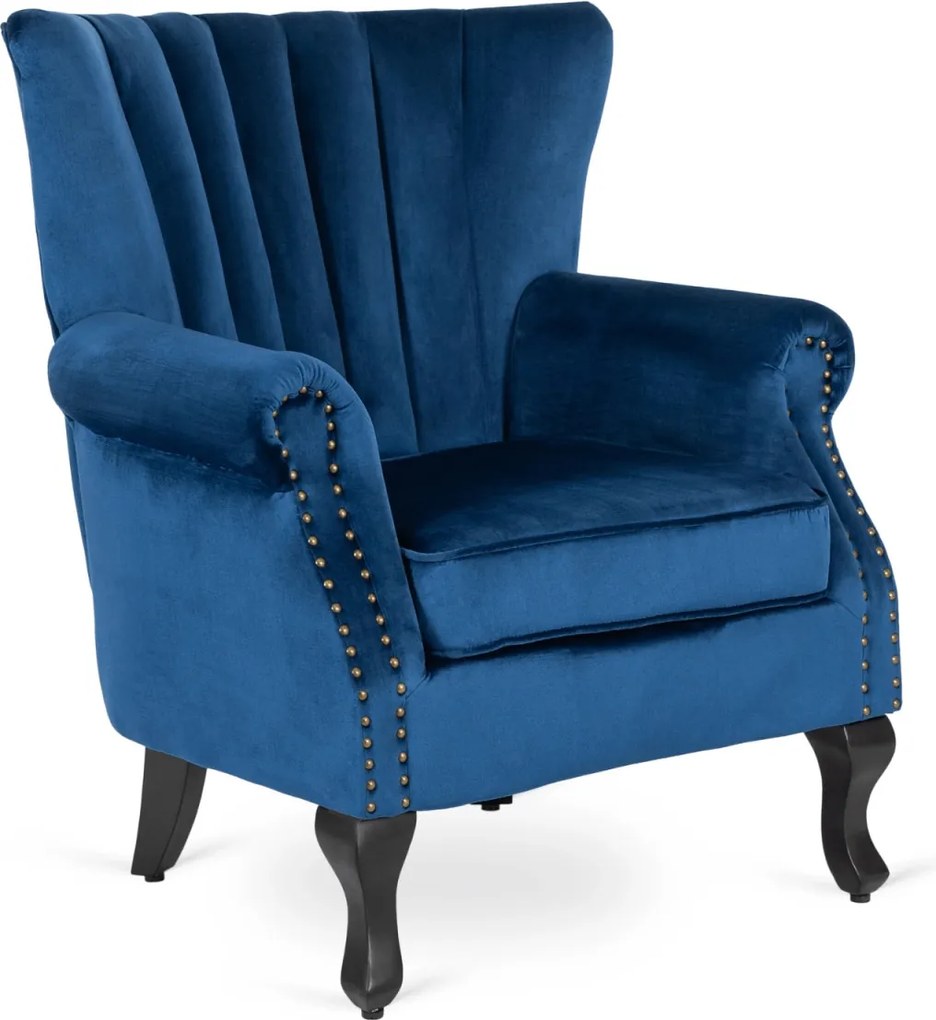 Fotel sötétkék bársony kárpittal – MALLO
