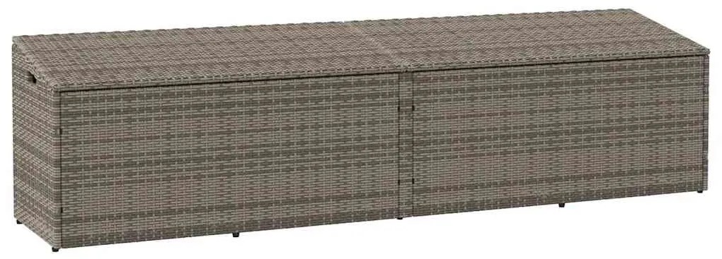 Szürke polyrattan kerti tárolóláda 220x50x58 cm