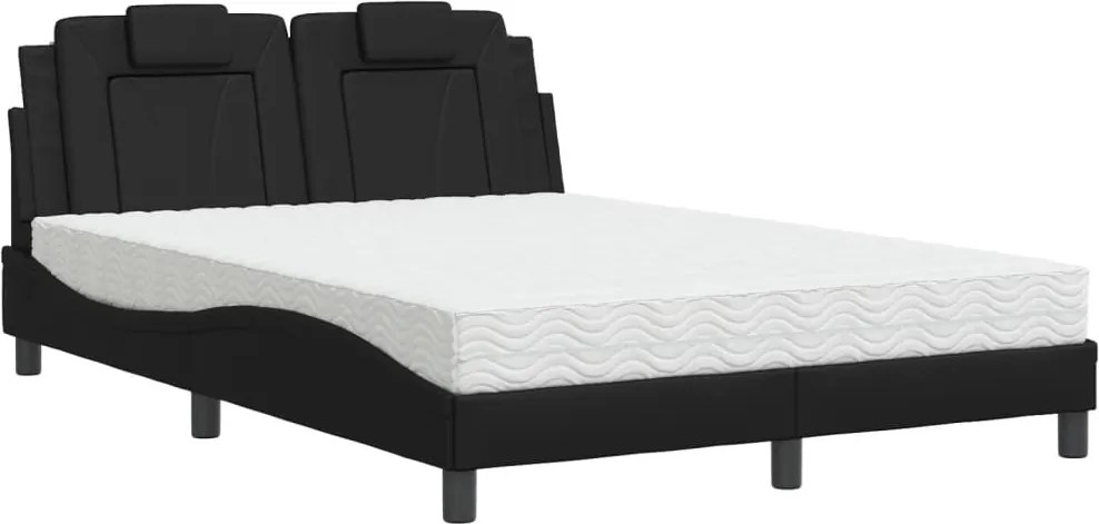 vidaXL fekete műbőr ágy Viana matraccal 140 x 190 cm
