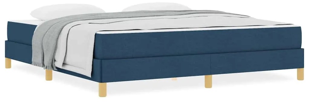 Boxrugós ágy Kék és Barna 180 x 200 cm Textil és mérnöki fa