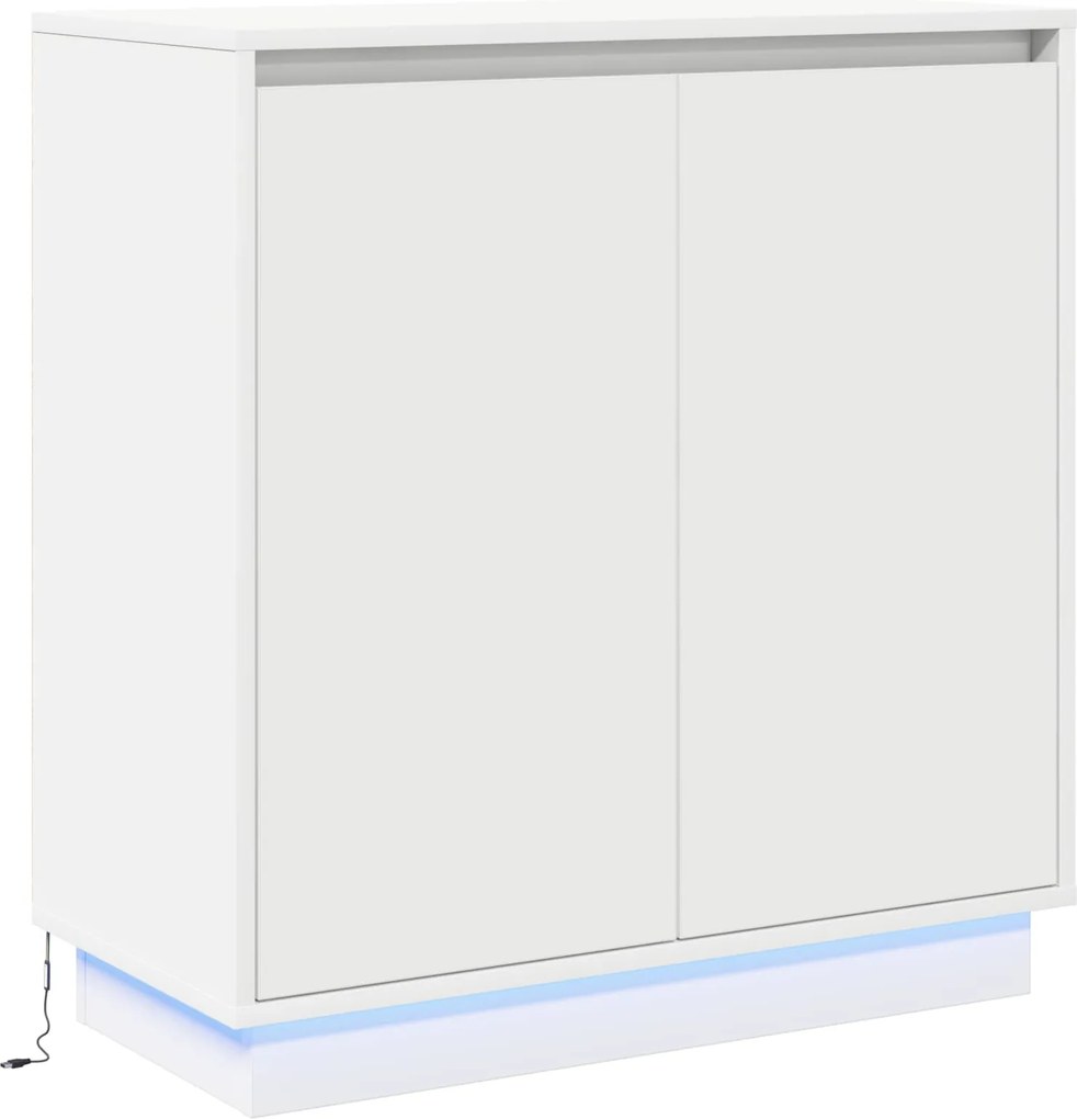 vidaXL LED tálaló LED -es lámpákkal Fehér 71 x 34,5 x 75 cm Faanyag