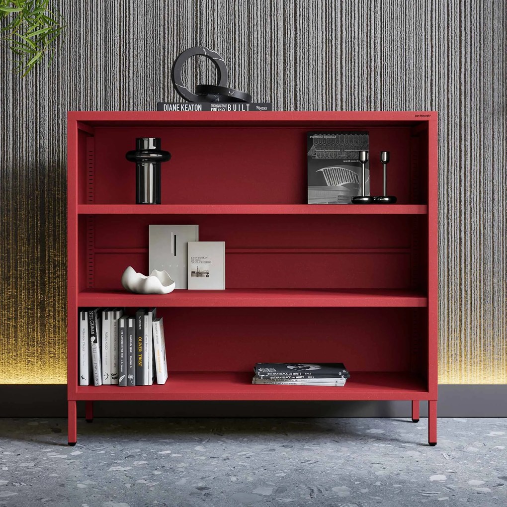 Alacsony polcos szekrény LUCA , 1000 x 900 x 350 mm, Modern: piros