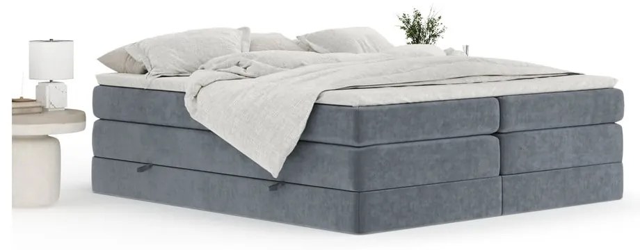 Sötétszürke ágyneműtartós boxspring ágy ágytámla nélkül 200x200 cm Juniper – Maison de Rêve