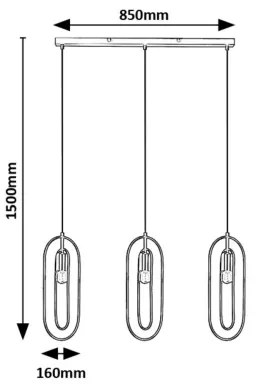 Rabalux 72264 - Csillár zsinóron ROVIER 3xE27/40W/230V