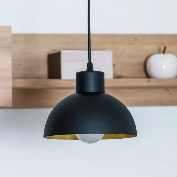 Zsinóros csillár VESPER 1xE27/15W/230 átm. 18 cm fekete/arany