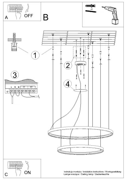 Thoro TH.268 - RIO LED csillár 80W, 230V, CRI95, 4000K, arany