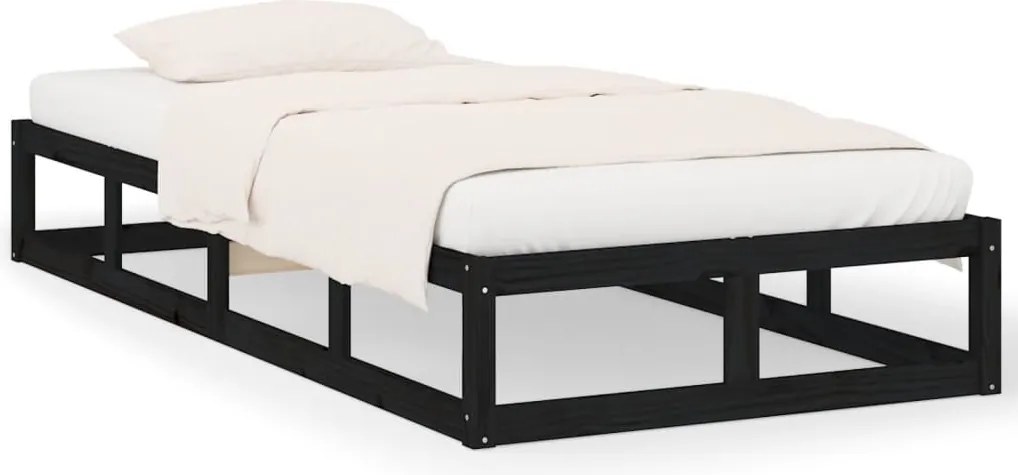 vidaXL fekete tömör fa ágykeret 90 x 200 cm