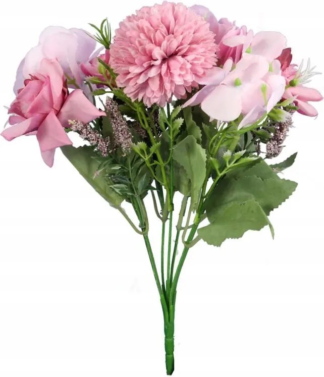 Mesterséges Csokor 6 virág mix fokhagymával 32cm rózsaszín Virágtartó Dekoráció