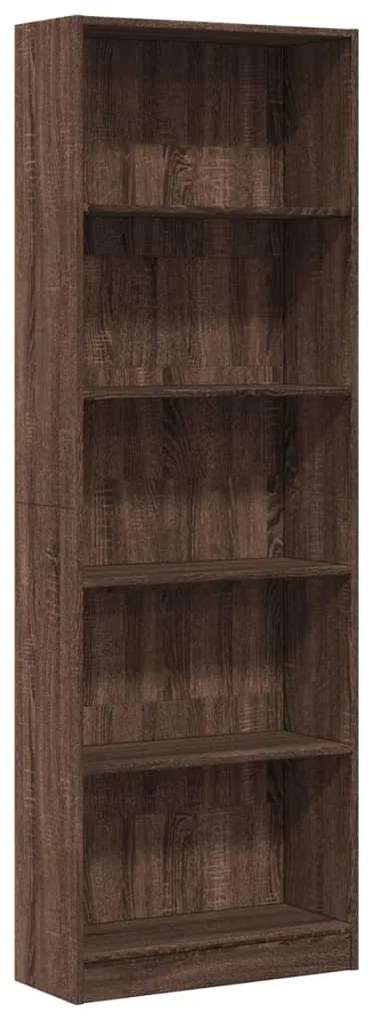 barna tölgy színű szerelt fa könyvszekrény 60 x 24 x 176 cm