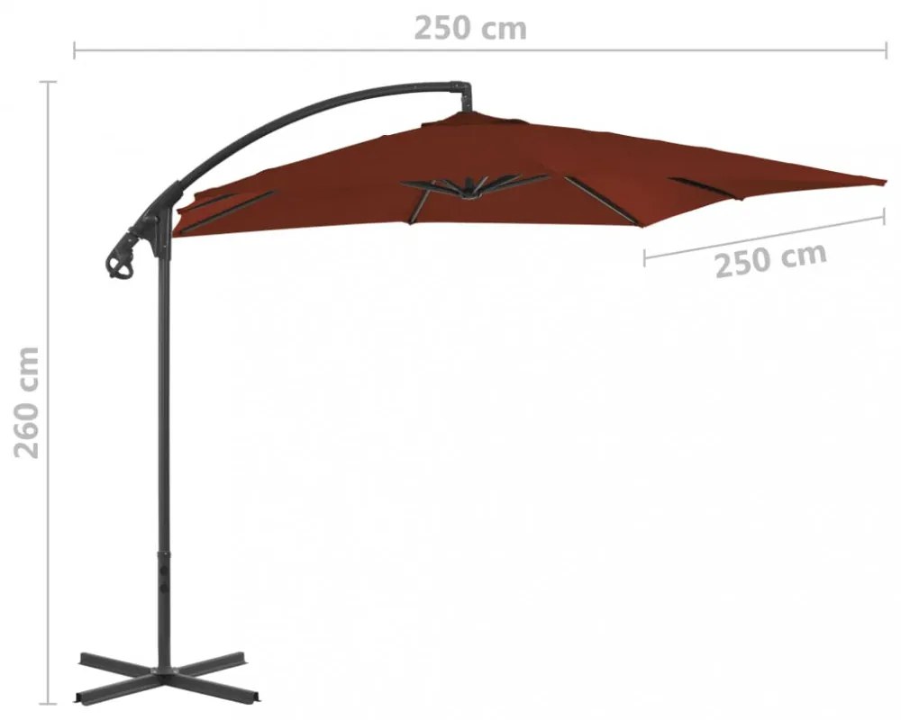 terrakotta konzolos napernyő acélrúddal 250 x 250 cm