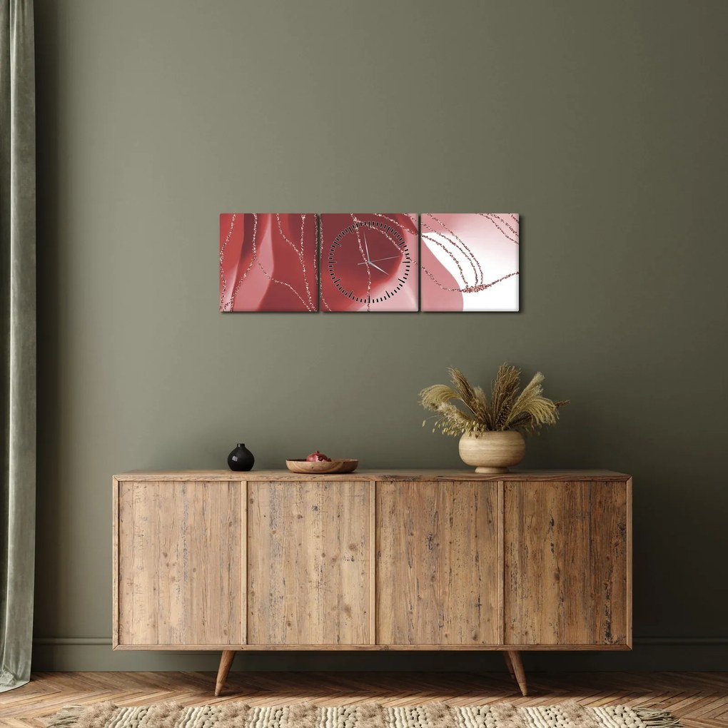 Kép - Piros absztrakt virág N⁰1 (órával) (90x30 cm)