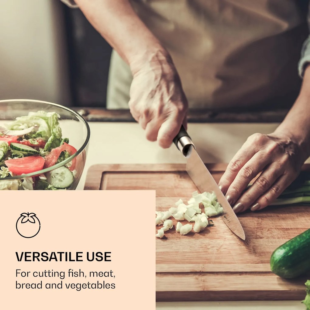 Klarstein Kitano XL, késkészlet tömbbel, 13 darabos, 12 kés, acél, luxus fa blokk