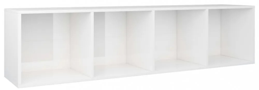 magasfényű fehér szerelt fa könyv-/TV-szekrény 36 x 30 x 143 cm
