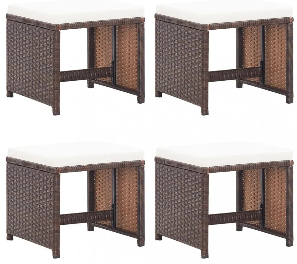 4 db barna polyrattan kerti ülőke párnával