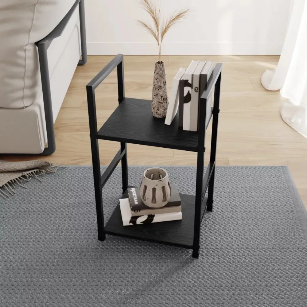 Nyitott könyvespolc és éjjeliszekrény 29×48 cm, fekete – Intenso Home