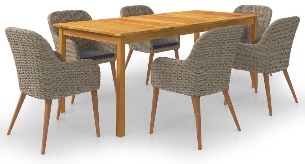 vidaXL 7 részes barna kerti étkezőgarnitúra