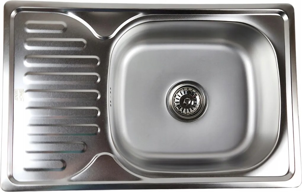 Egykamrás mosogatótálca csepegtetővel, szatén felülettel, 66x42x20 cm Szifon Ingyen