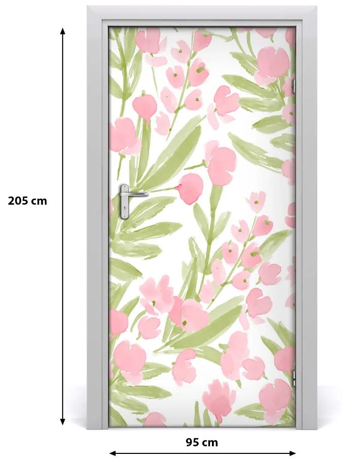 Ajtóposzter öntapadós rózsaszín virágok 75x205 cm