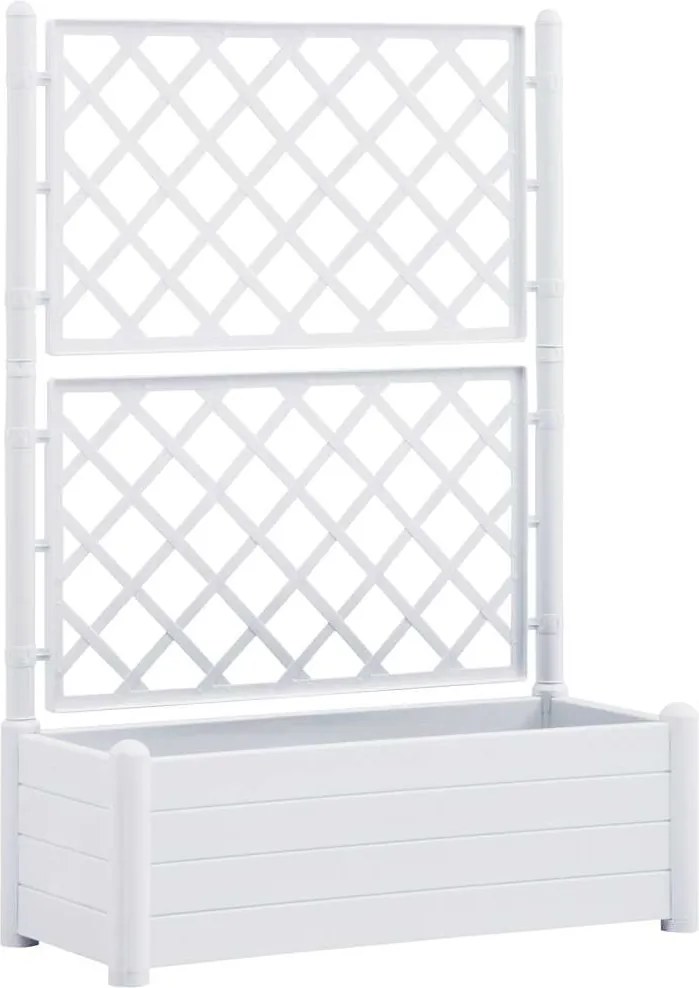 vidaXL fehér polipropilén rácsos kerti ültető 100 x 43 x 142 cm