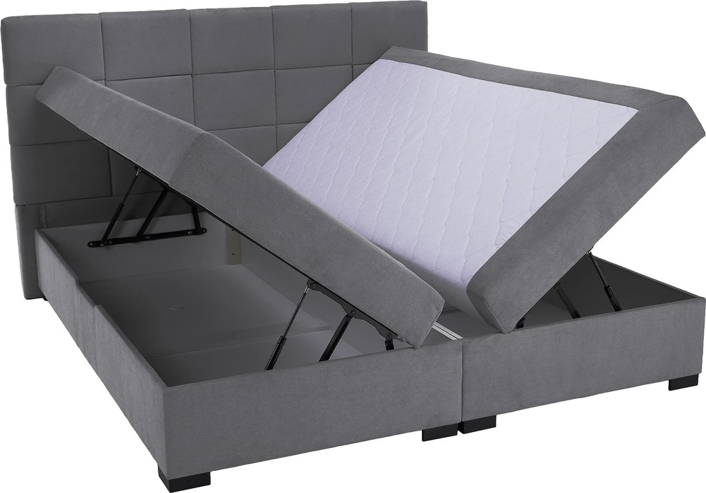 Boxspring ágy, 180x200, szürke, APRIL
