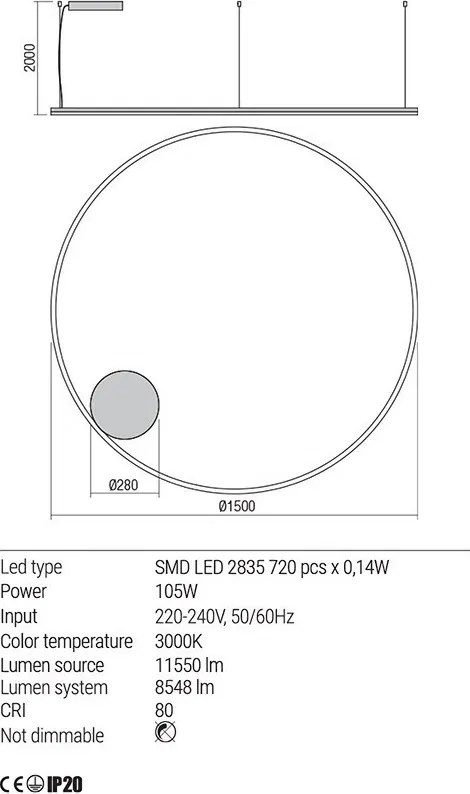 REDO 01-1952-TRIAC ORBIT Modern Led Függesztett Lámpa LED IP20