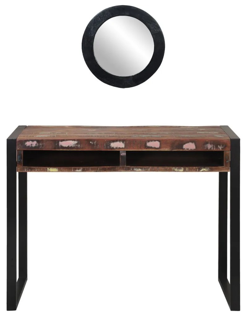 Tükörrel ellátott pipereasztal Többszínes 100x50x75 cm Tömör újrahasznosított fa