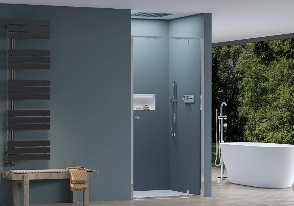 Cerano Ferri, 1-szárnyú zuhany csuklós ajtó 90x195 cm, 6mm átlátszó üveg, króm profil, CER-CER-425626