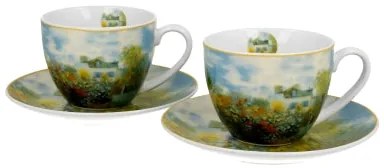 Porcelán csésze + alj 270 ml 2 személyes dobozban Monet kertje Argenteuilban