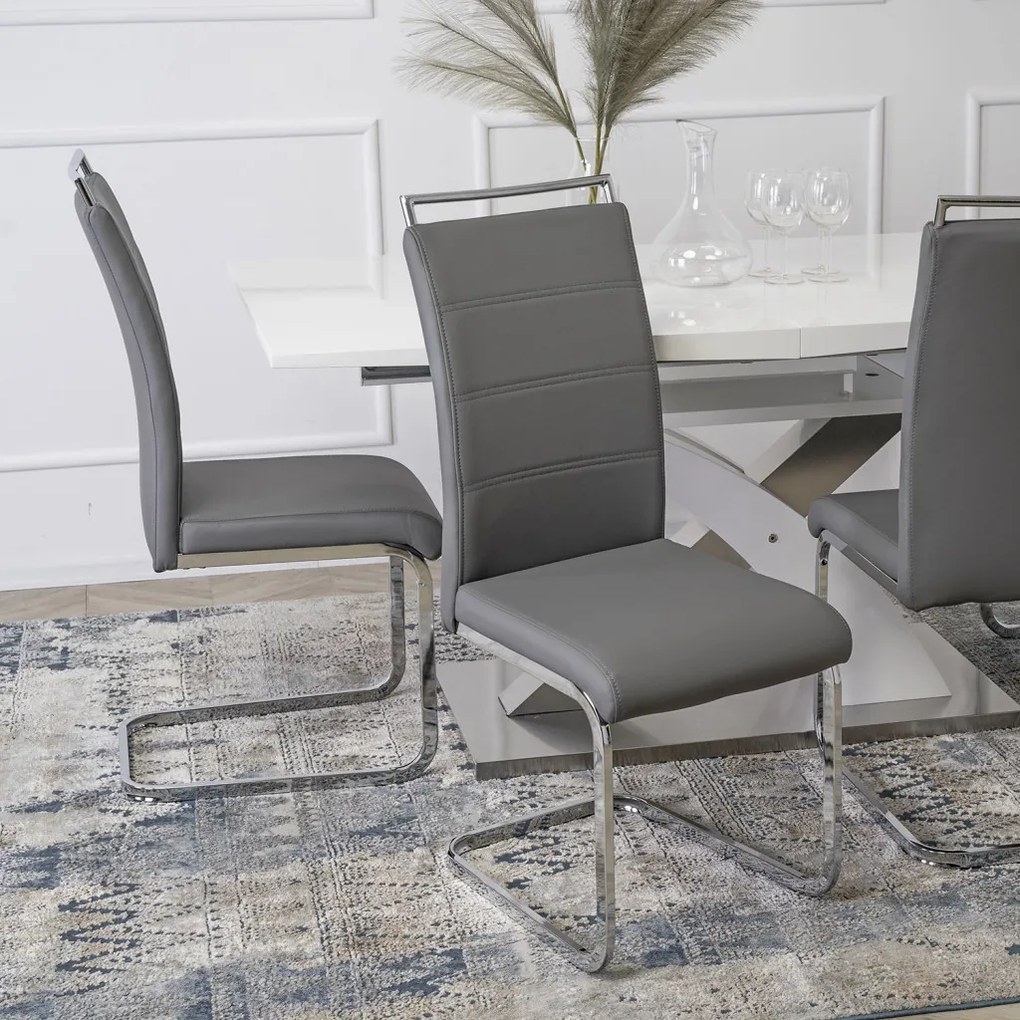 Szánkótalpas Étkezőszék Szürke Eco-bőr Kárpittal. LOCA 2