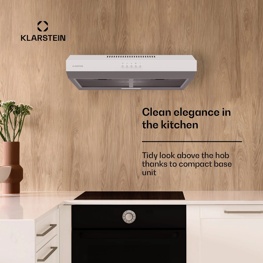 Klarstein Contempo 60, páraelszívó, 60 cm, szekrény alatti, 200 m³/ó, LED, akril, rozsdamentes acél