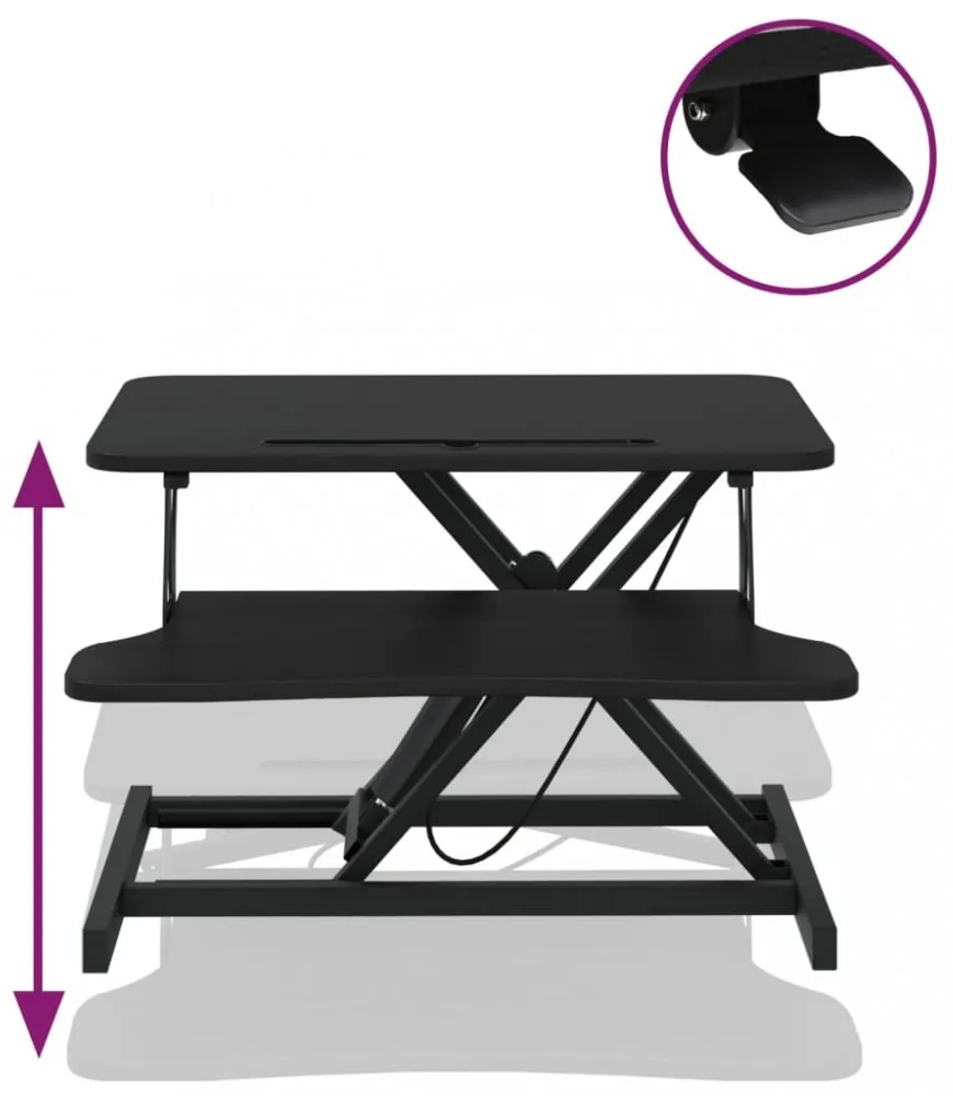 acél és fatermék állítható munkaállomás 60 x 40 x (13-41,5) cm