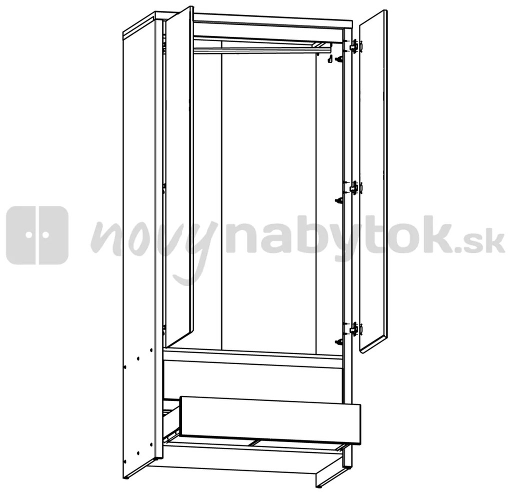 Ruhásszekrény Kasey SZF2D2S (Wenge). Akció -35%. 735090