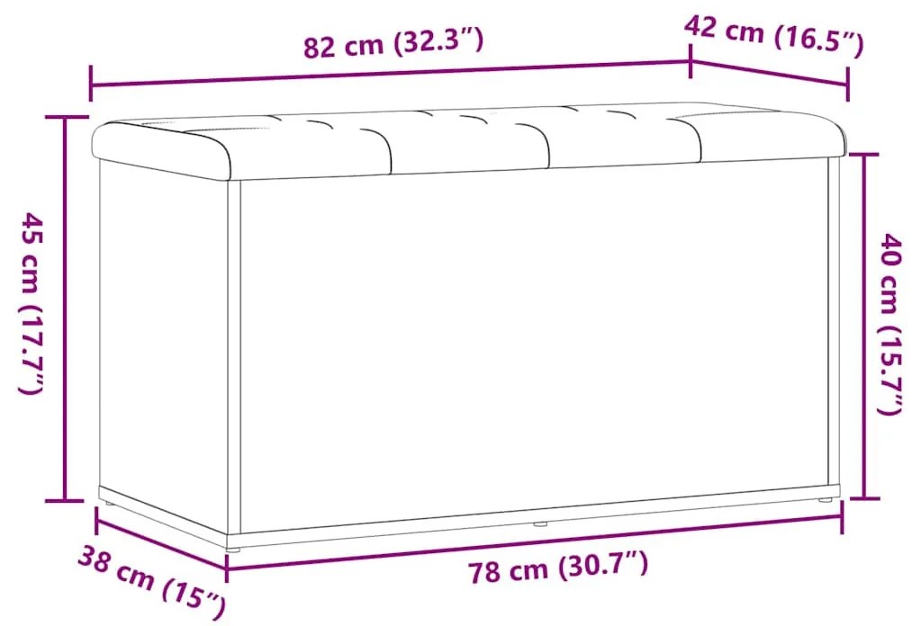 antik fa szerelt fa tárolópad 82x42x45 cm