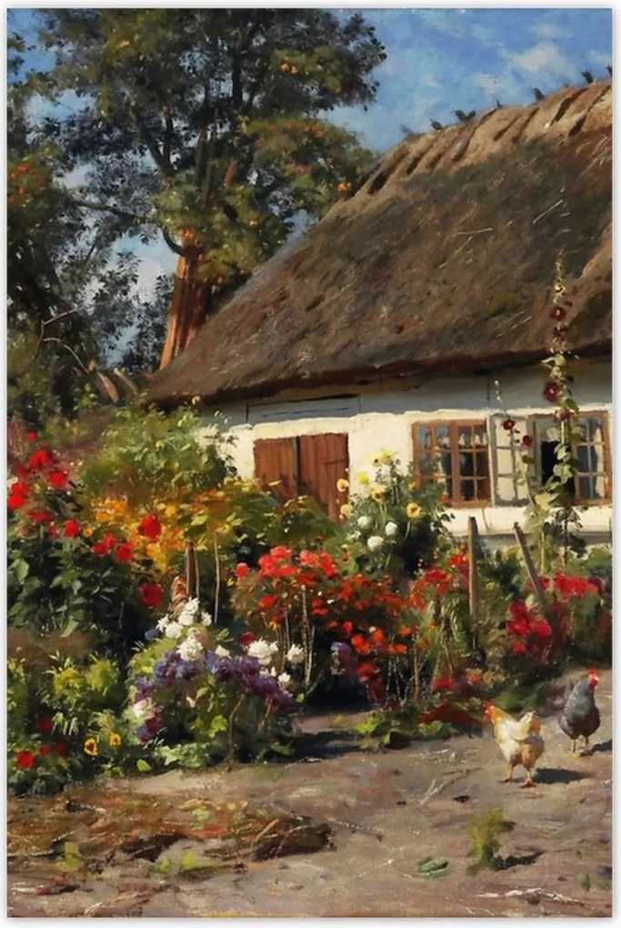 Poszterek 60x90 Vidéki házikó virágokkal