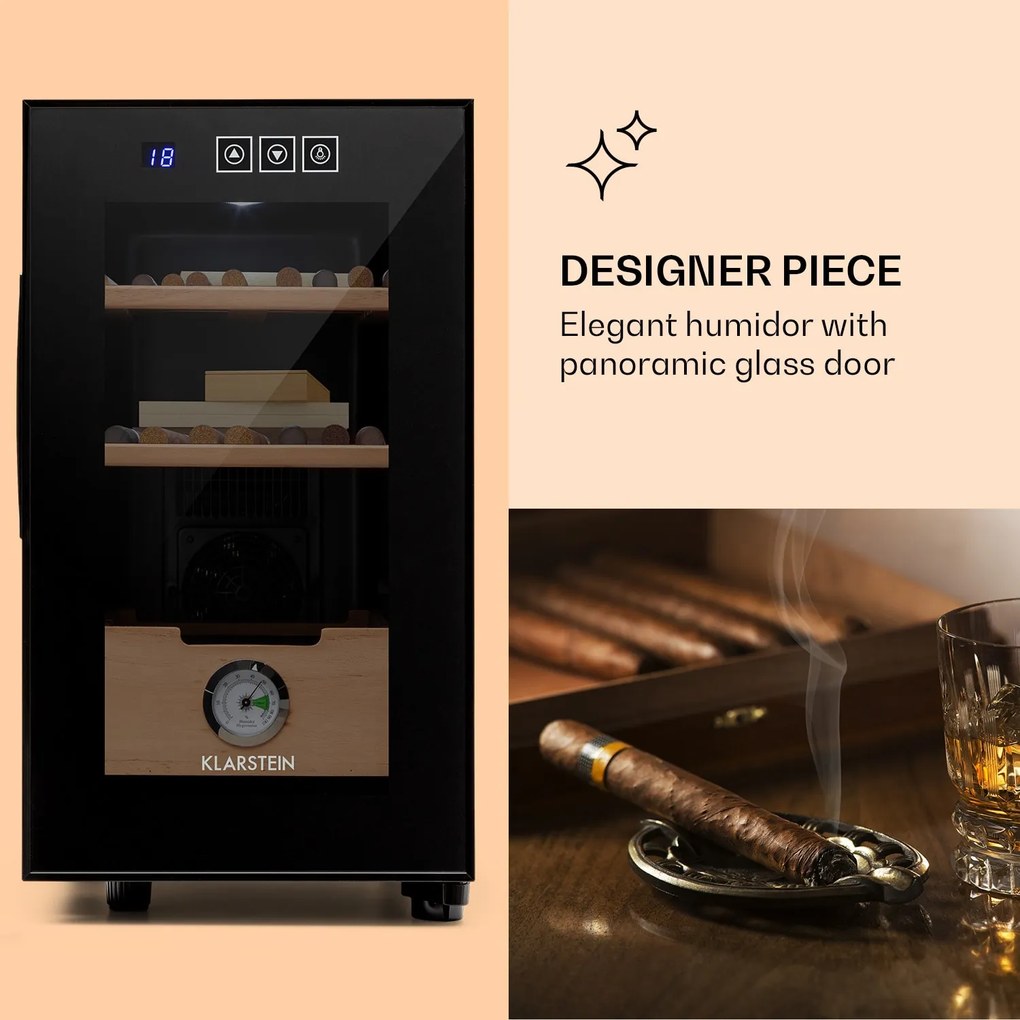 Klarstein El Presidente 23, humidor, 23 liter, 45 W, érintős vezérlés, bükkfa, LED
