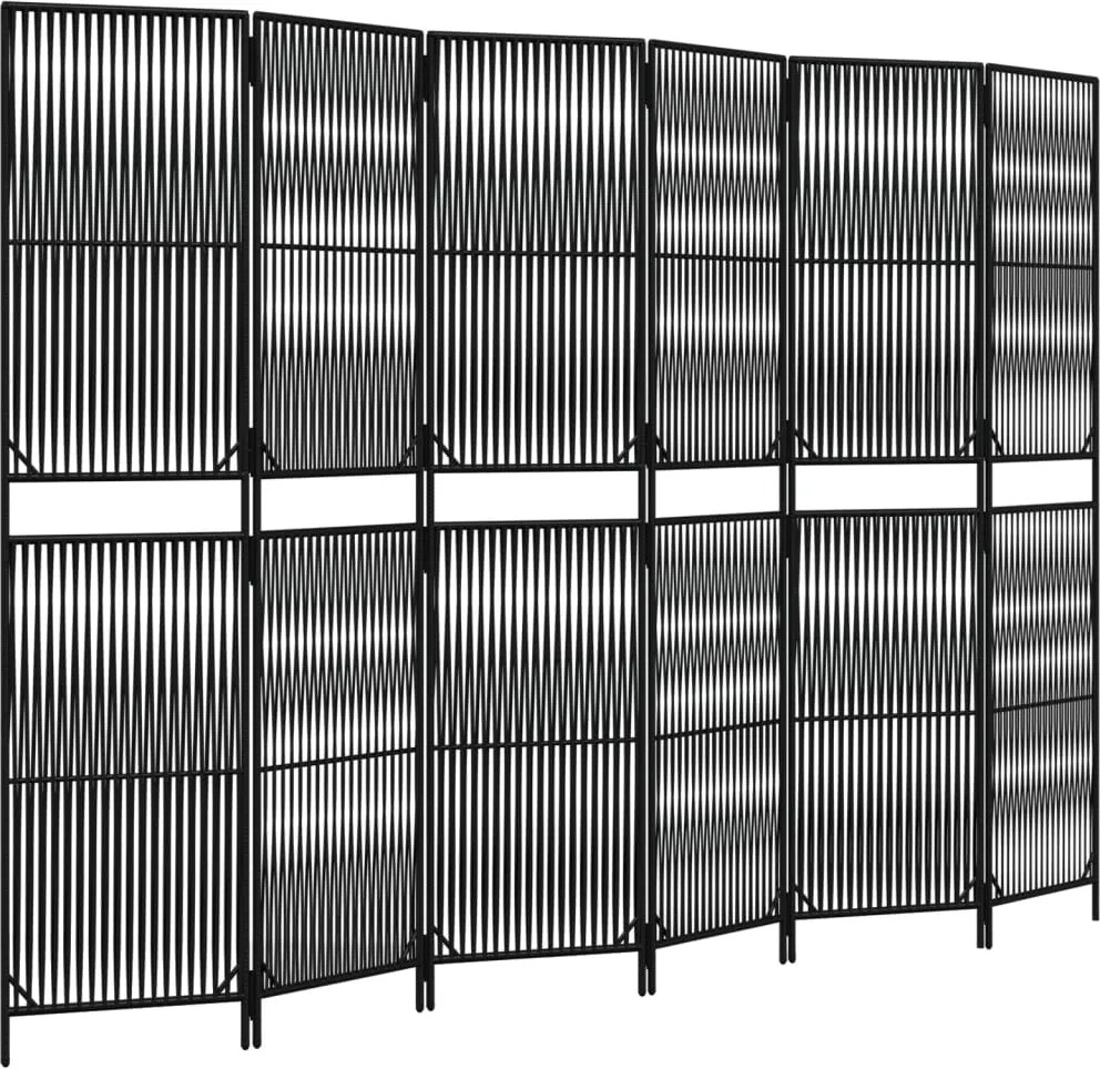 vidaXL fekete 6-paneles polyrattan térelválasztó