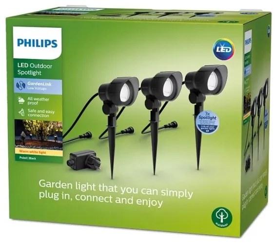 Philips - 3x GARDENLINK LED kültéri spotlámpa 6W 230V 2700K IP44
